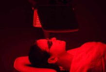 Heating Hair, Releasing Carcinogens Person receiving red light therapy