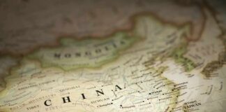 Detailed map highlighting China and surrounding regions